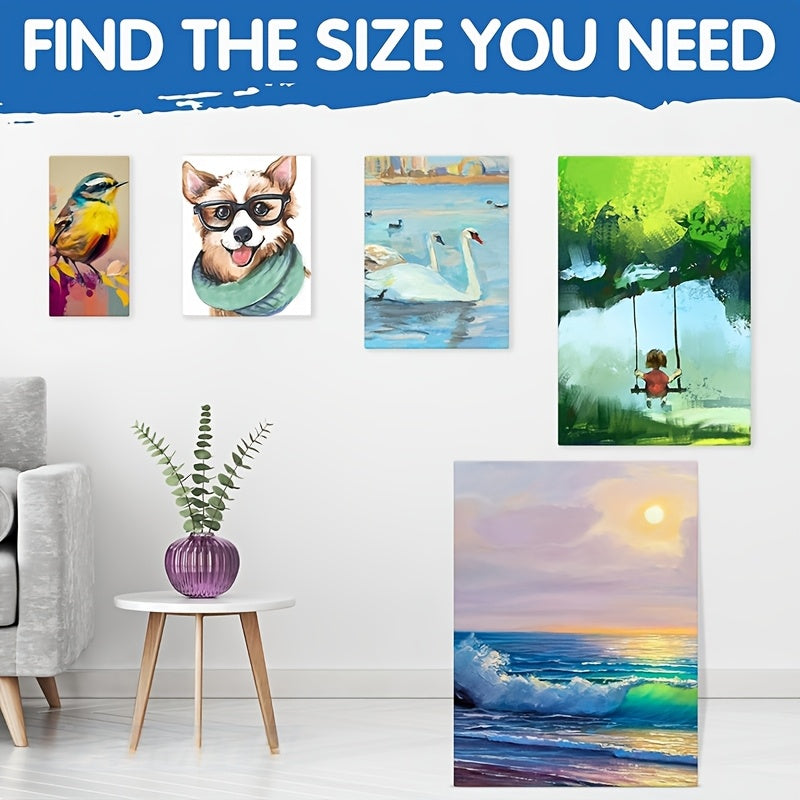 Lot de toiles tendues apprêtées en blanc, 100 % coton – Ensembles ronds, rectangulaires et carrés de 10, 15 et 20 pièces – Châssis entoilés d'artiste pour peinture acrylique, à l'huile, pouring et techniques mixtes