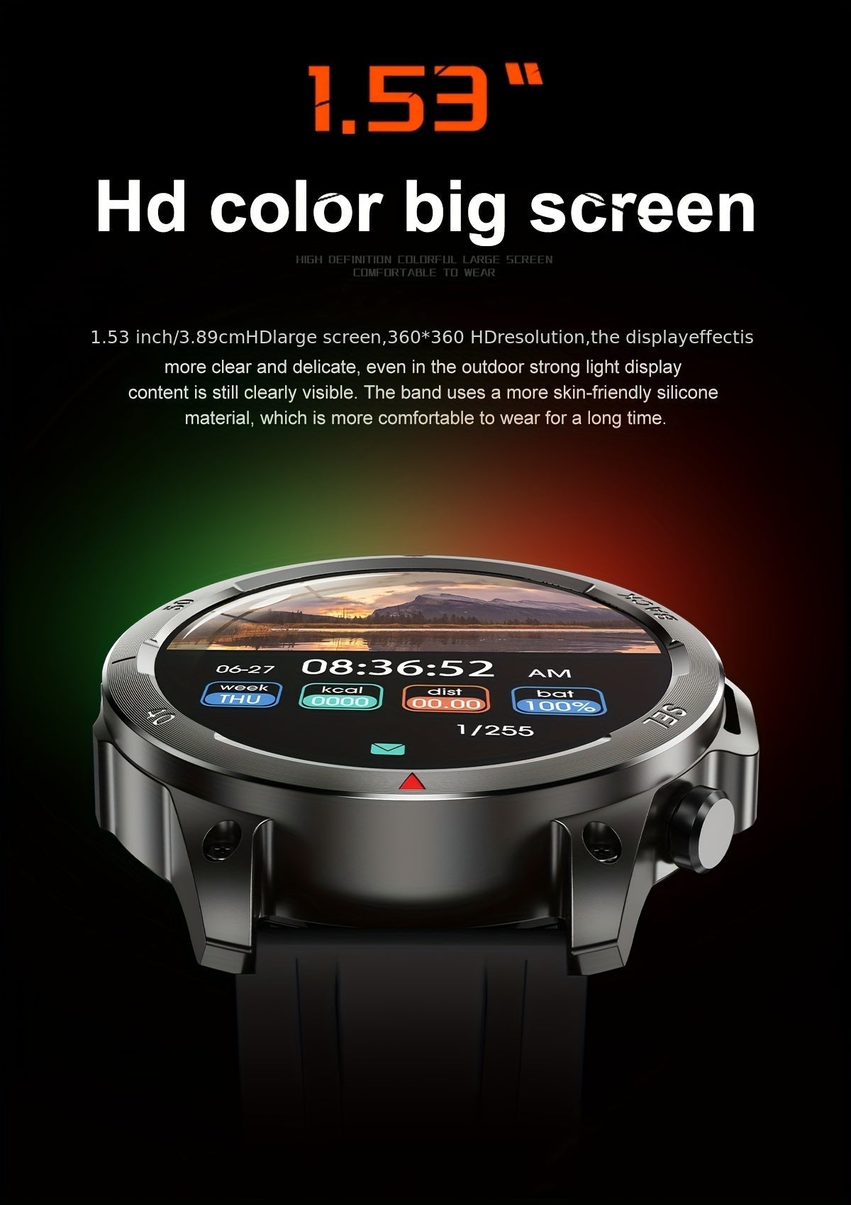 Montre connectée GPS pour homme – Écran HD 360×360, commande vocale IA, appels sans fil, NFC, boussole, éclairage LED, suivi de trajectoire, tracker de fitness pour sports de plein air, cadeau pour la fête des Pères