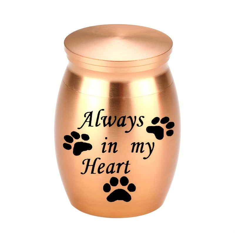 Petites urnes souvenirs pour cendres humaines et animaux - Mini urne funéraire de 1,57 pouce en alliage d'aluminium, support à cendres commémoratif « Always in My Heart », 6 couleurs disponibles
