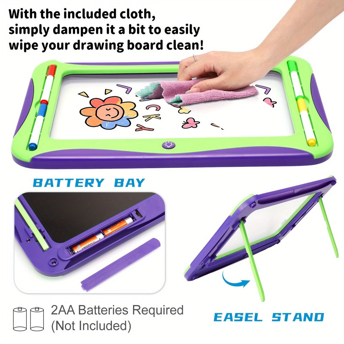 Tablette à dessin lumineuse LED pour enfants de 3 à 8 ans – Kit d’art phosphorescent avec 9 cartes recto-verso et 6 marqueurs, jouet éducatif de voyage, cadeau d'anniversaire et de Noël pour filles et garçons