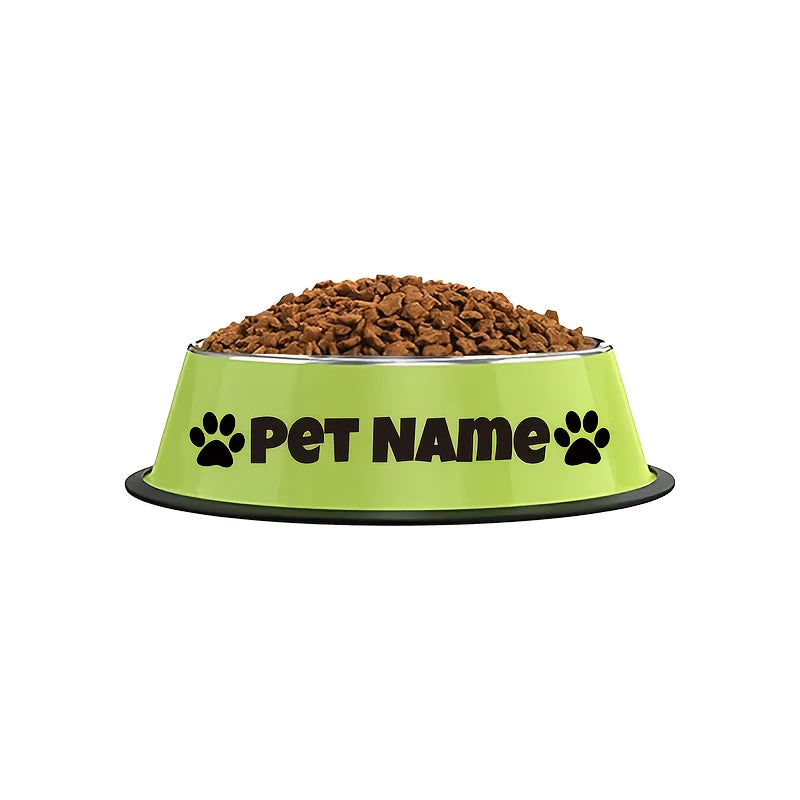 Gamelle personnalisée en acier inoxydable pour chien et chat - Bol gravé au nom de votre animal avec motif patte, cœur et couronne, antidérapante, 200 ml / 400 ml / 1000 ml, écuelle pour nourriture et eau, idée cadeau