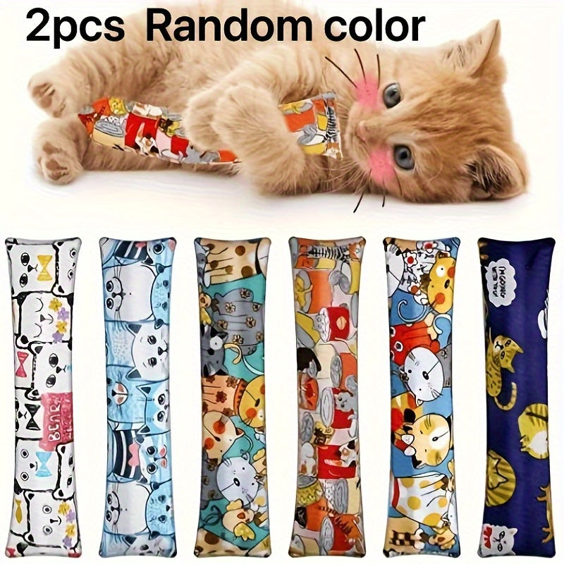 Oreiller jouet à mâcher à l'herbe à chat pour chats d'intérieur - Coussin kicker à la cataire pour soulager le stress, calmer l'ennui, jouet pour chaton, jouet à mâcher dentaire, herbe à chat naturelle, couleur aléatoire, lot de 1 ou 2, cadeau