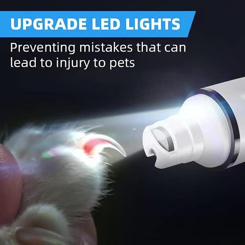 Coupe-griffes électrique silencieux pour animaux avec lumière LED – Kit de tondeuse rechargeable amélioré à 3 vitesses, entretien des pattes sans douleur pour chiens et chats de petite, moyenne et grande taille