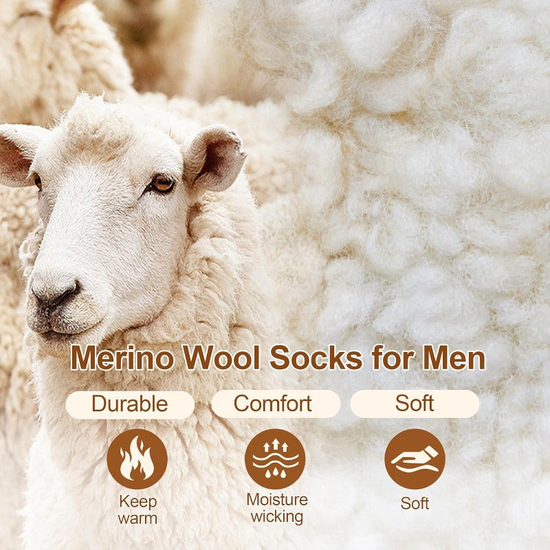 Chaussettes en laine pour hommes, lot de 5 paires, chaussettes thermiques extra épaisses pour l'hiver – 300 g/m², modèle lourd à rayures, lavables en machine, taille 40-47, chaussettes chaudes pour hommes, automne et hiver