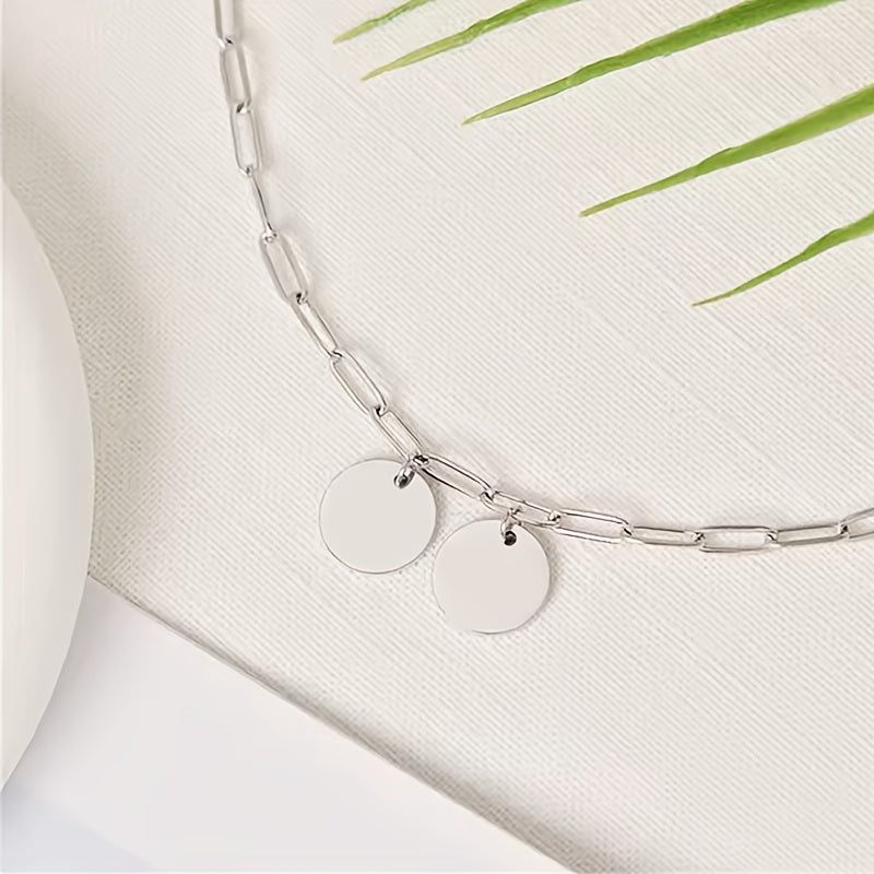 Collier portrait d'animal personnalisé - Pendentif double cercle sur chaîne trombone gravé avec portrait et nom de l'animal, cadeau commémoratif sur mesure pour amoureux des animaux et cadeau pour elle, à porter en toute saison (argent ou or)