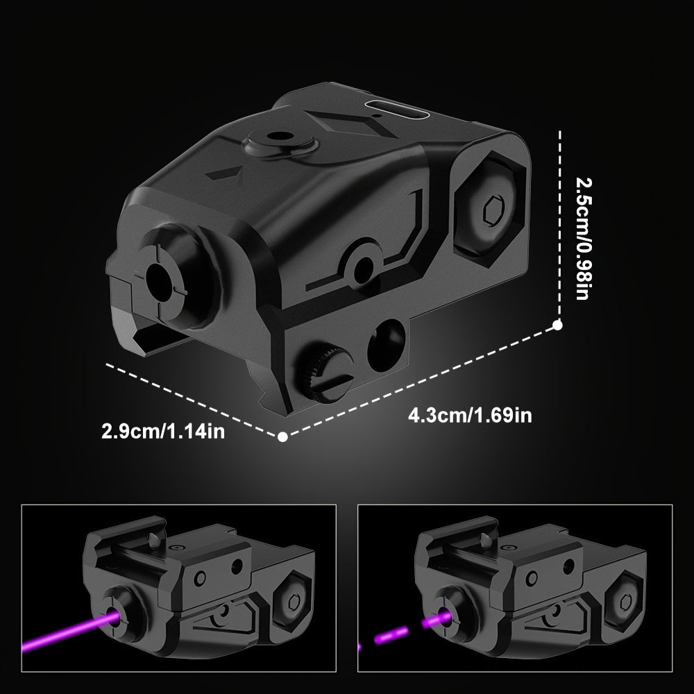 Viseur laser compact pour pistolet, vert, rouge ou violet, rechargeable par USB-C, laser ultra-compact pour arme de poing avec rail Picatinny de 20 mm, interrupteur ambidextre pour la plupart des pistolets et fusils