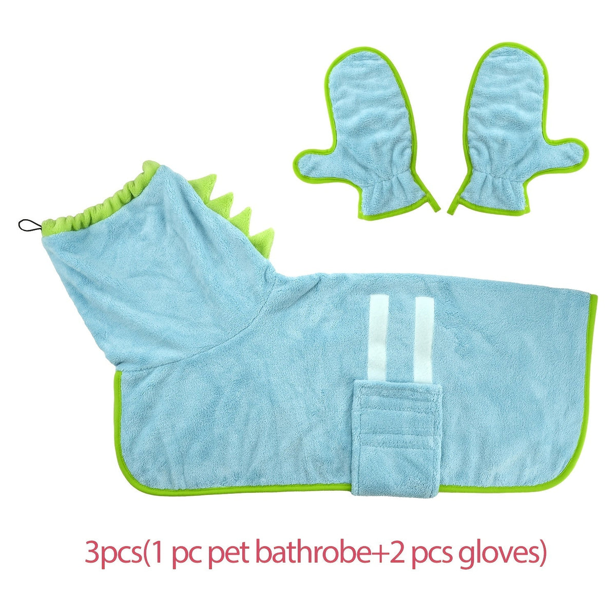 Peignoir de bain en microfibre pour chiens et chats avec gants de séchage - Peignoir ultra-doux à séchage rapide, serviette ajustable pour temps froid, plage et piscine (1 peignoir + 2 gants)