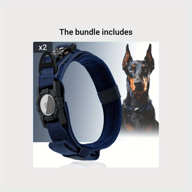 Collier tactique pour chien avec support GPS - Collier robuste en nylon de style militaire pour toutes les races, collier de dressage ajustable et sécurisé, 5 couleurs et 4 tailles (M/L/XL) pour chiens de grande et moyenne taille