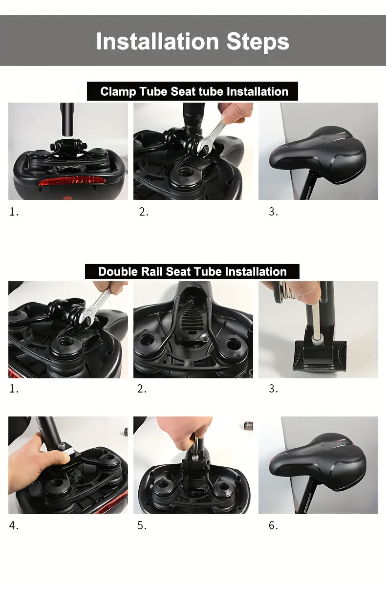 Selle de vélo rembourrée en gel, imperméable et absorbant les chocs – Coussin large en cuir et mousse souple avec bande réfléchissante pour vélos de ville, de montagne, de route et de sport, ajustement universel pour hommes et femmes