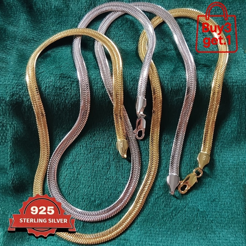 Collier et bracelet chaîne serpent plat en argent sterling 925 – Design 2D élégant et superposable, plusieurs longueurs disponibles, coffret cadeau inclus, idéal pour la Saint-Valentin, les fêtes et pour agrémenter vos tenues au quotidien
