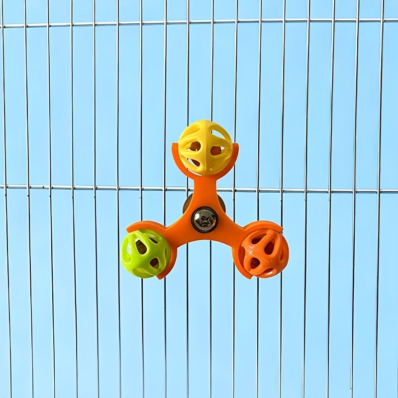 Jouet clochette rotatif pour perroquet, puzzle pivotant à 360 degrés, accessoire de cage anti-ennui pour perruches, calopsittes, conures, inséparables, bleu, vert, jaune, orange, rose