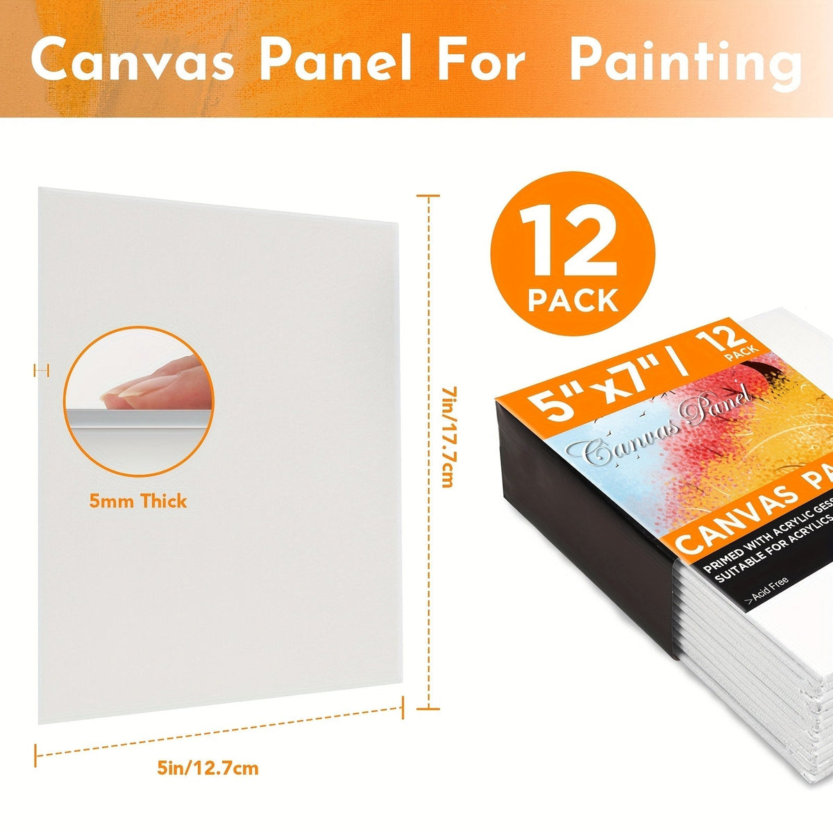 Lot de 12 et 24 panneaux entoilés 13 x 18 cm – Panneaux de peinture vierges apprêtés sans acide, prêts à l'emploi pour acrylique, huile et aquarelle, coton épais, pour artistes et débutants