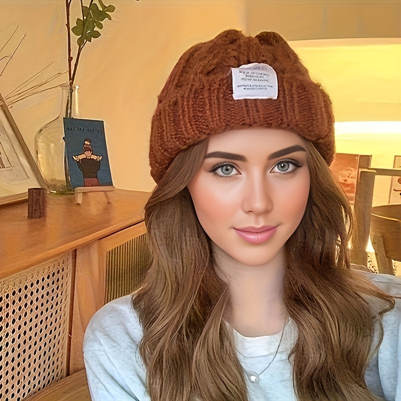 Lot de 2 bonnets d'hiver en tricot pour femmes et hommes, bonnets chauds à grosses mailles torsadées aux couleurs bonbon avec protection des oreilles, bonnet souple et ample pour l'extérieur et la ville par temps froid