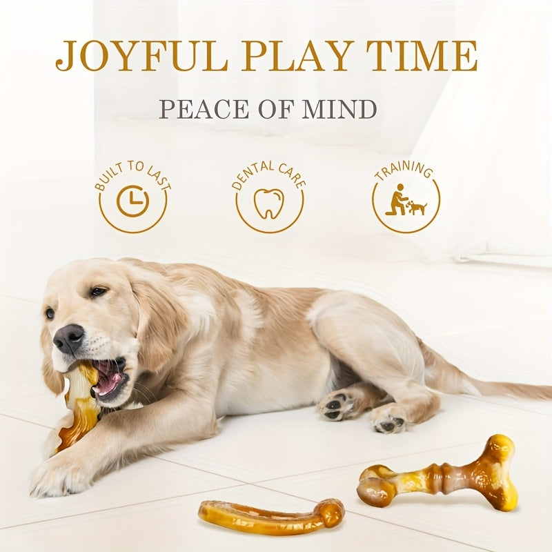 Lot de 3 jouets à mâcher indestructibles en nylon pour chiens destructeurs – Ensemble robuste et durable pour grandes races, motif rayé, jouets dentaires haute résistance pour la poussée dentaire
