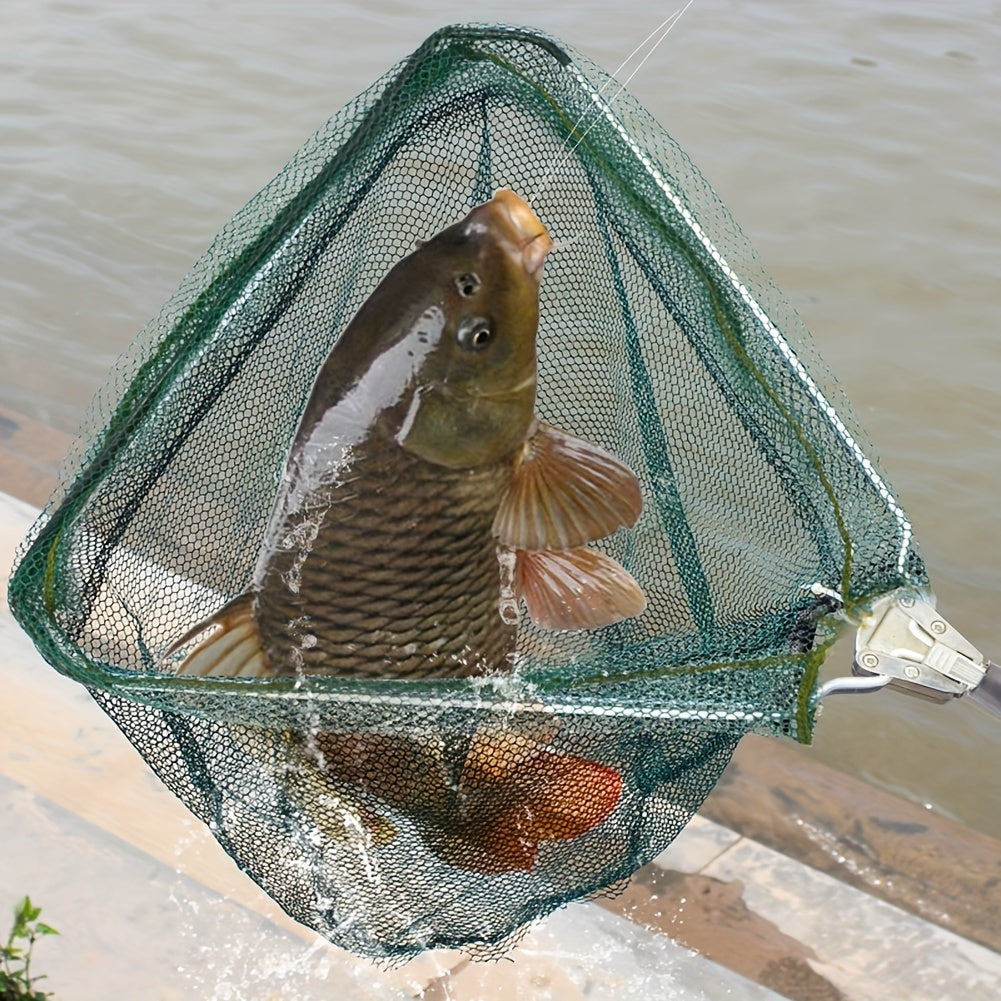 Épuisette de pêche pliable avec manche télescopique en alliage d'aluminium – 3 tailles 86 cm, 110 cm, 130 cm, filet métallique escamotable pour poissons, crabes, écrevisses et crevettes, équipement de pêche portable