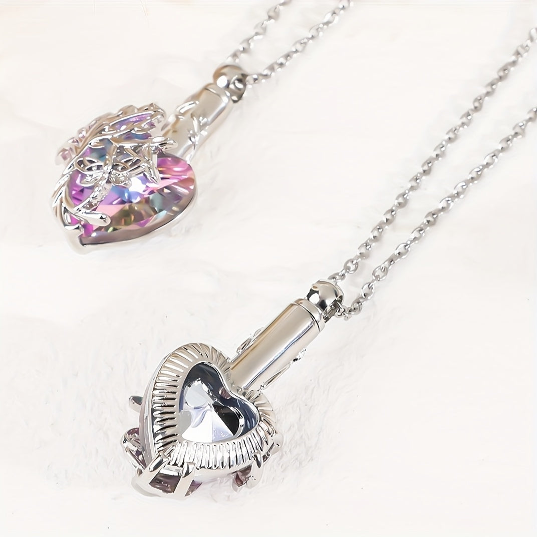 Ensemble de 3 colliers urnes colorés pour cendres - Pendentifs commémoratifs cylindriques papillon et libellule pour la perte d'un proche ou d'un animal, à partager en famille, coffret de bijoux souvenir (3 pièces)