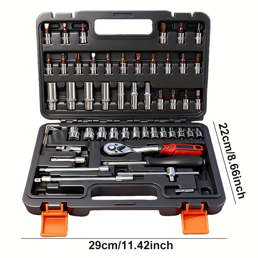 Ensemble d'outils professionnels de 52 pièces - Acier au chrome-vanadium, boîte à outils portable pour réparations domestiques et automobiles, kit d'outils à main multifonction pour passionnés et professionnels, cadeau idéal pour homme