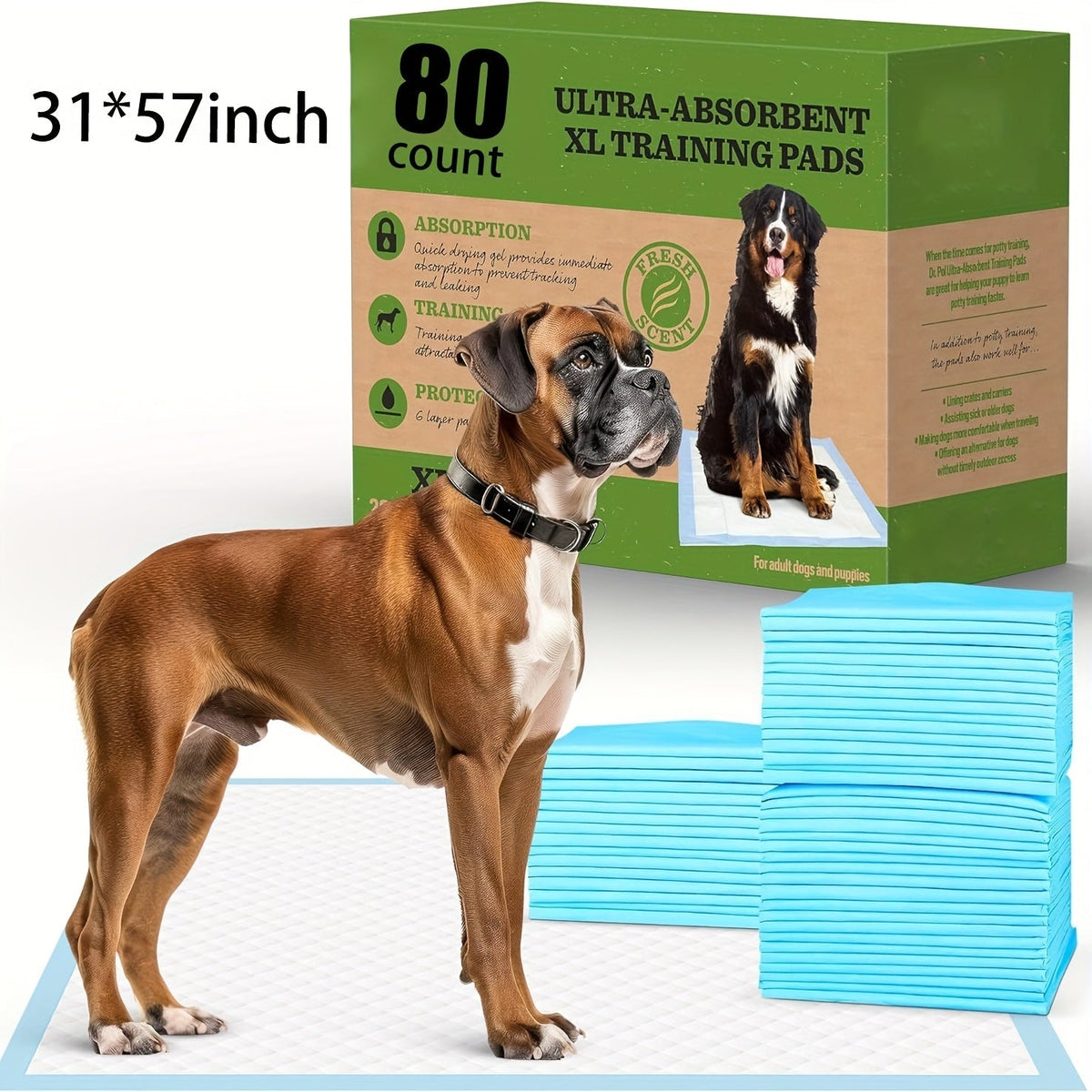 Tapis de propreté XXXL pour chiens, extra larges, 8 couches, super absorbants et anti-fuites – Alèses jetables pour chiots, idéales pour voitures, cages et canapés, tailles multiples 80x120 cm, 80x90 cm, 145x80 cm
