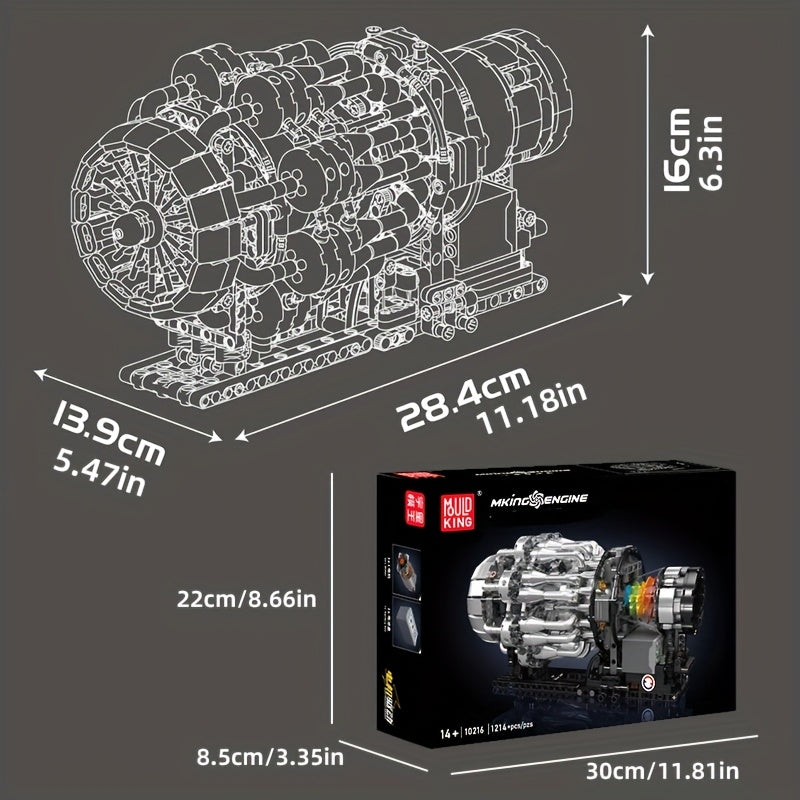 Kit de construction de voiture de sport Mould King 1214 pièces MOC – Modèle motorisé avec moteur électrique turboréacteur 10216, ensemble de briques inspiré de films pour adultes et adolescents | Cadeau STEM créatif pour les passionnés d'automobile