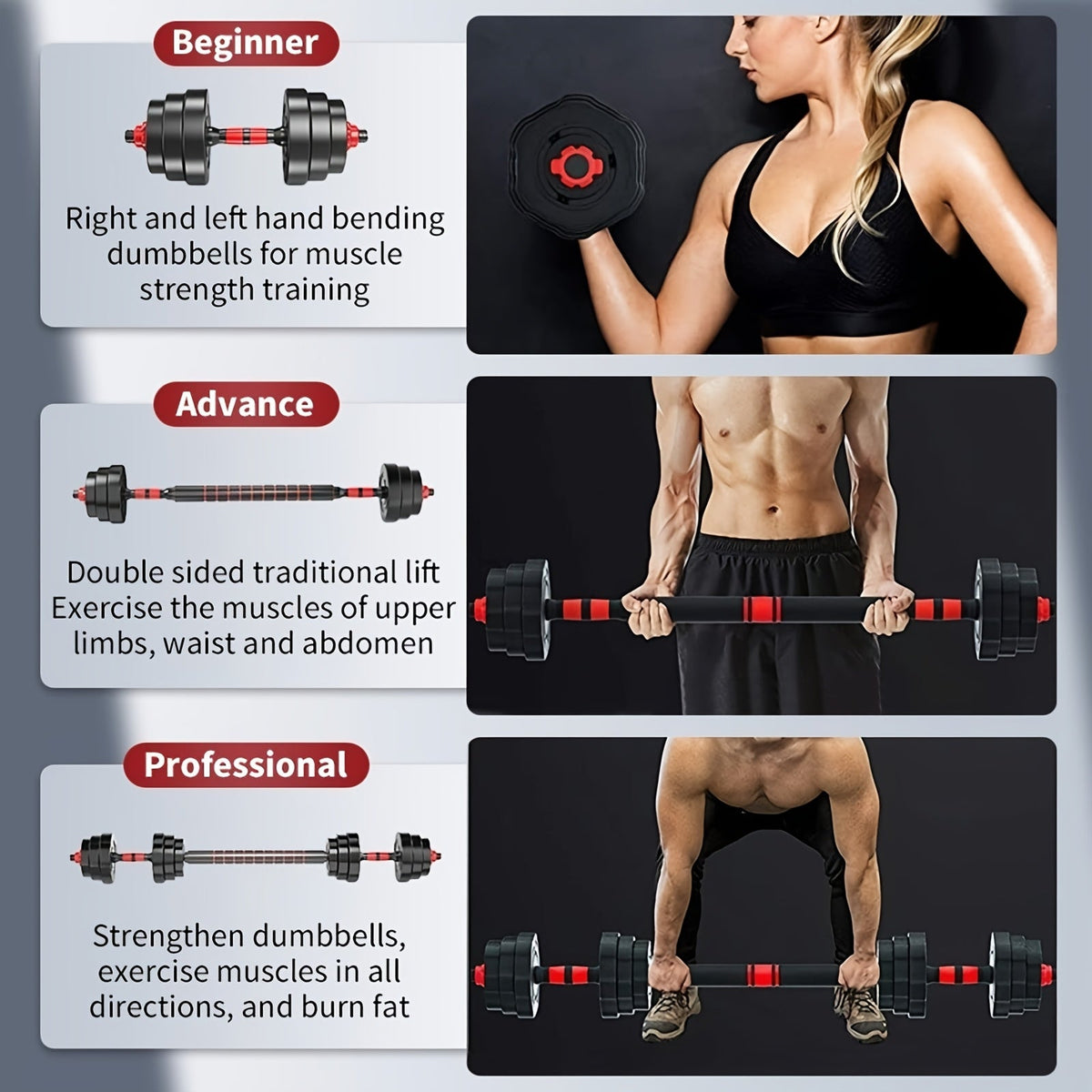 Set d'haltères réglables 10 kg & 20 kg pour hommes et femmes – Équipement de musculation pour salle de sport à domicile avec barre de connexion et disques pour entraînement de force, renforcement musculaire et remise en forme