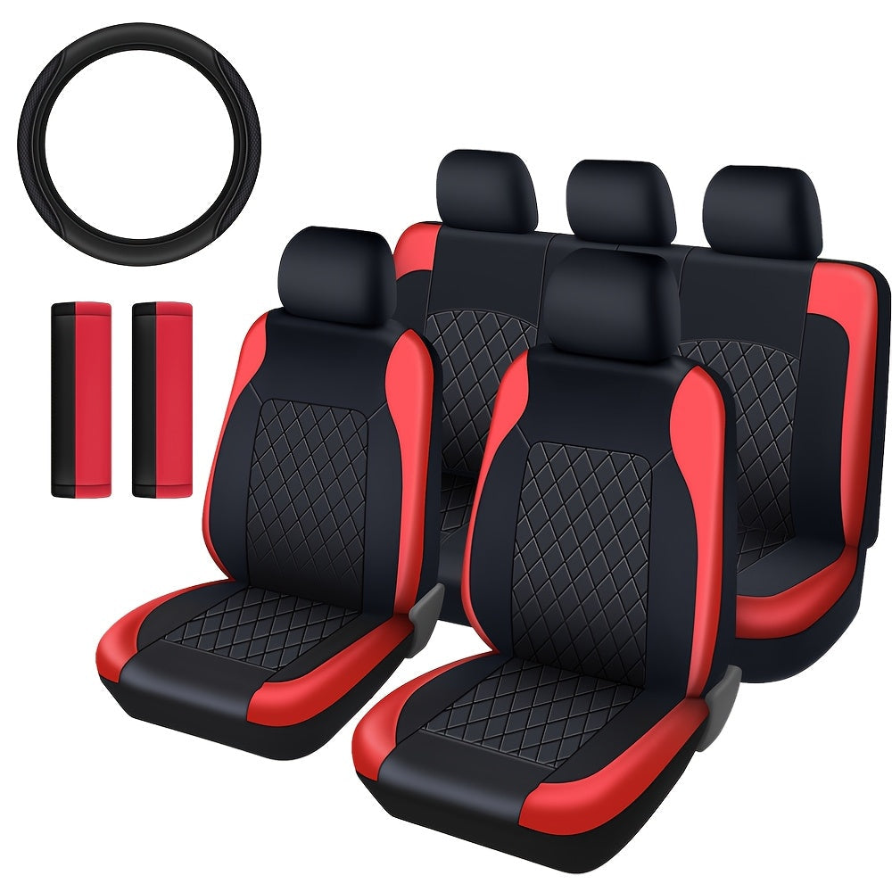Housses de siège auto universelles en cuir synthétique, imperméables et matelassées, avec rembourrage en mousse, adaptées à toutes les saisons pour voitures, SUV et camions, gris, noir, rouge, bleu, lot de 1 ou 12 pièces