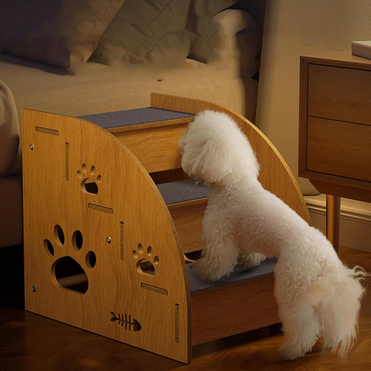 Escalier antidérapant pour chien et chat pour lit et canapé - Escaliers pour animaux à 3 ou 5 marches avec rampes de sécurité et design en pente, 38 cm de hauteur pour petits chiens, chats et animaux âgés, escalier léger et portable