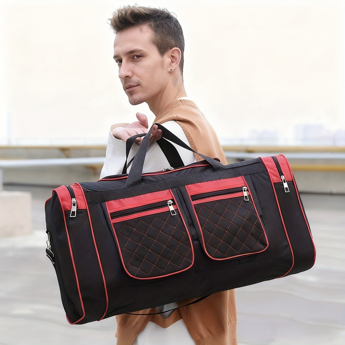 Sac de voyage grande capacité pour hommes et femmes – Sac de sport robuste multi-poches, avec bandoulière réglable et fermeture éclair pour le fitness, les escapades de week-end, les voyages d'affaires et les activités en plein air