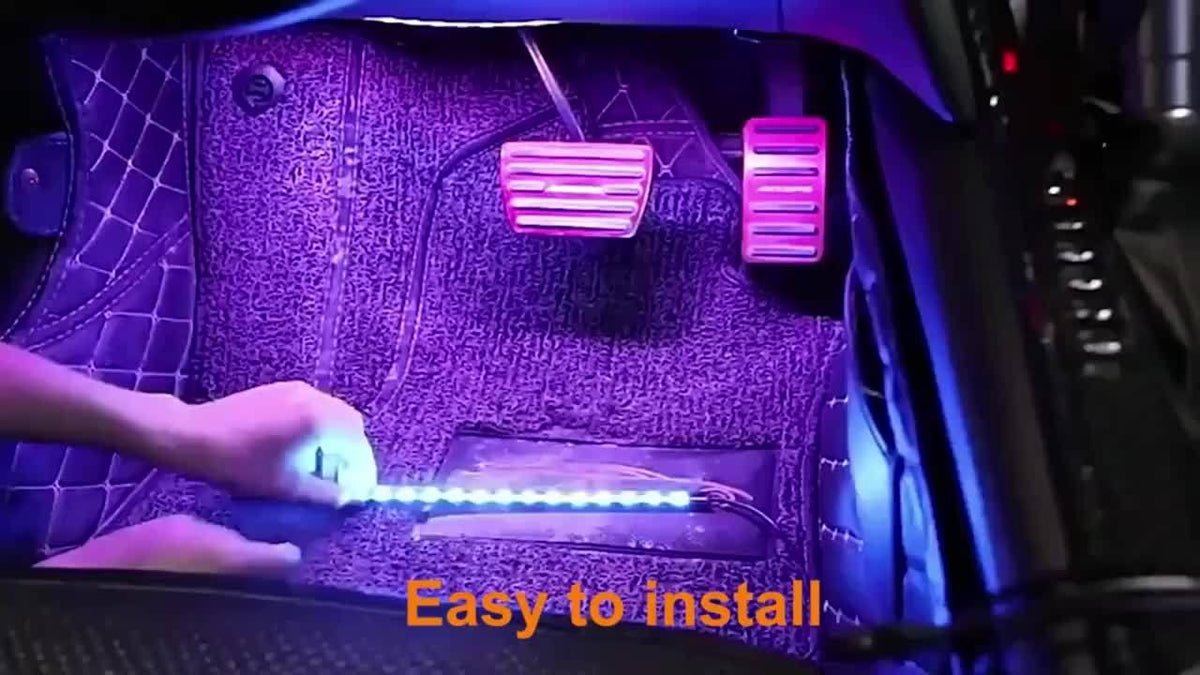 Kit d'éclairage intérieur LED RGB pour voiture, 4 bandes lumineuses pour espace aux pieds, 16 couleurs, alimenté par USB avec télécommande, éclairage d'ambiance DIY pour tous véhicules, voitures, camions et SUV