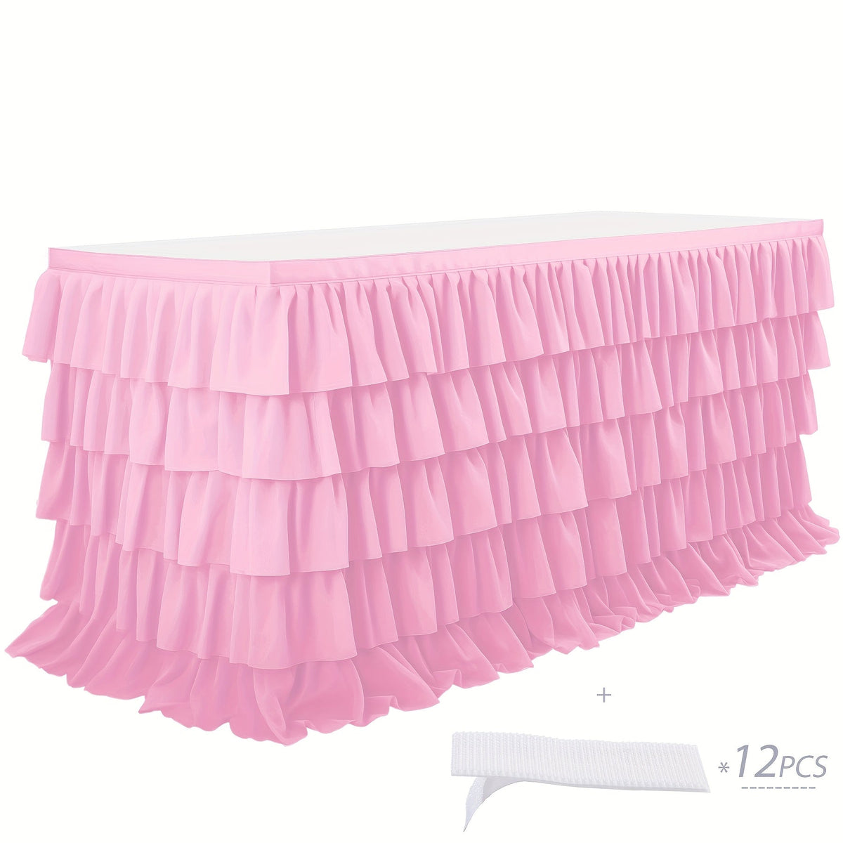 6ft Tulle Tutu Table Skirt β Chiffon Ruffle Table Skirting for Birthday Party, Wedding, Bridal Shower, Girls Party & Holiday Decor β Easy Hook & Loop Install, 12 Colors (72"L x 30"H)