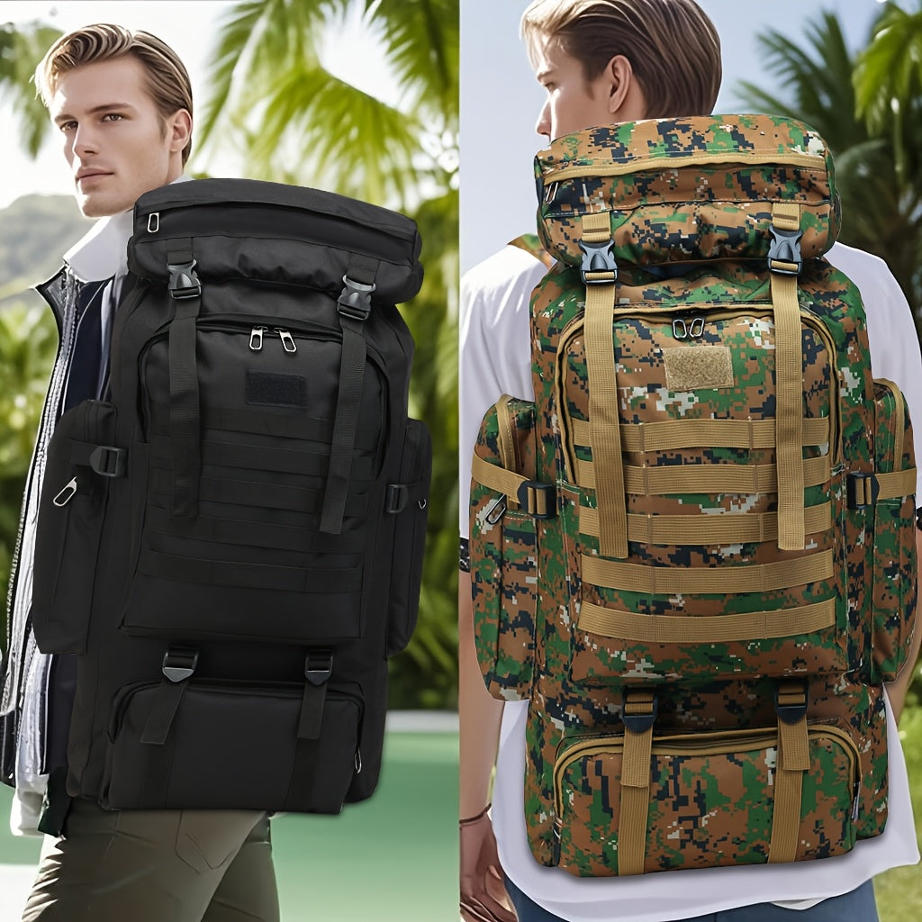 Sac à dos de randonnée tactique 80 L, sac d'assaut 3 jours – Système MOLLE unisexe en tissu Oxford réglable pour la randonnée, le camping, la chasse, les voyages et le sport, 6 couleurs
