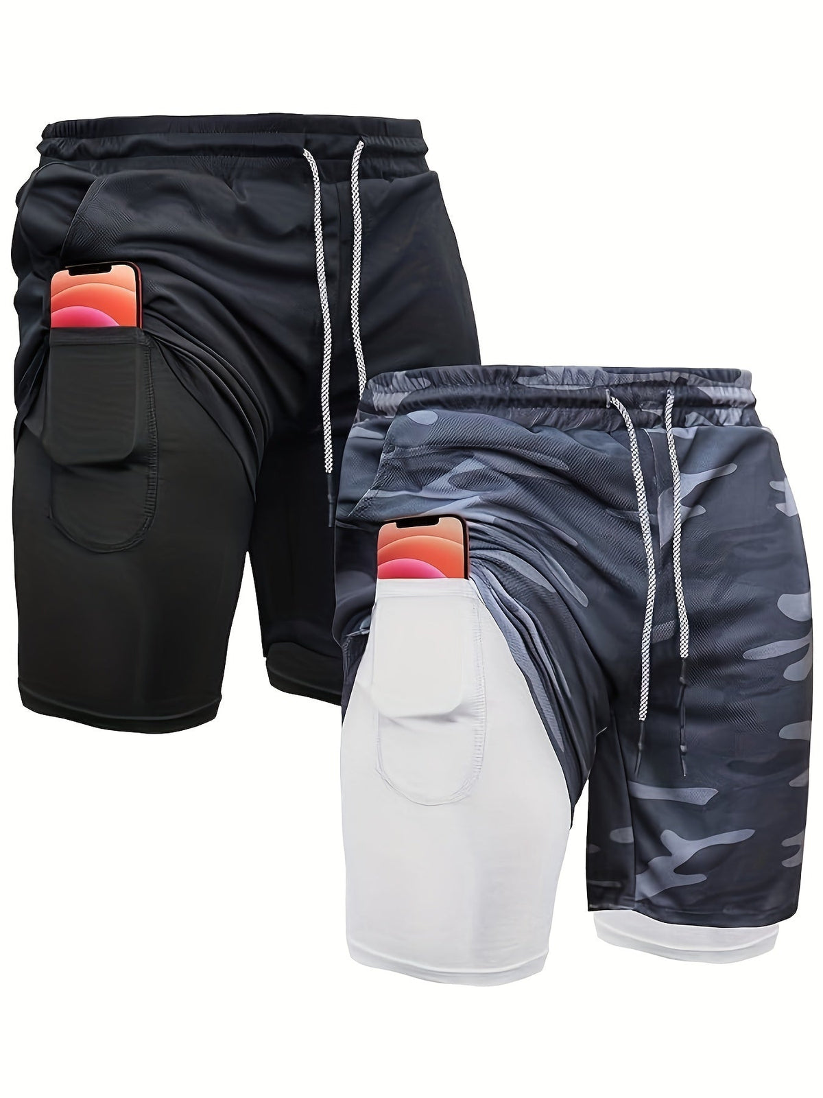Short de running 2-en-1 pour homme 7 pouces avec doublure de compression à séchage rapide – Short de sport léger pour l'entraînement et la gym, short d'entraînement en polyester pour la course, le yoga, la randonnée et les sports de plein air S M L XL XXL