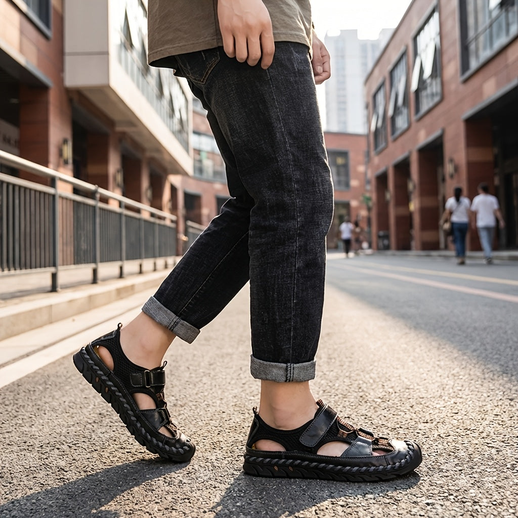 Sandales de pêcheur fermées pour hommes – Chaussures d'eau respirantes faites à la main, sandales de randonnée et de plage antidérapantes et anti-collision pour l'été | Velora