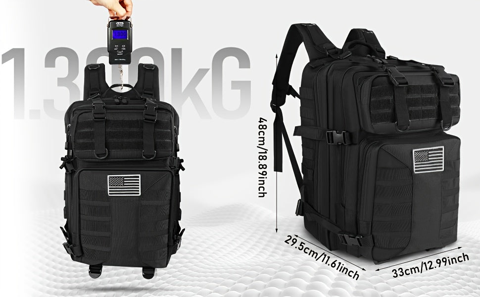 Sac à dos tactique unisexe haute capacité 50L – Sac militaire MOLLE pour le camping, la pêche, la chasse, la randonnée et les voyages – 13 options de couleurs incluant des variantes avec sac à main et sac de rangement