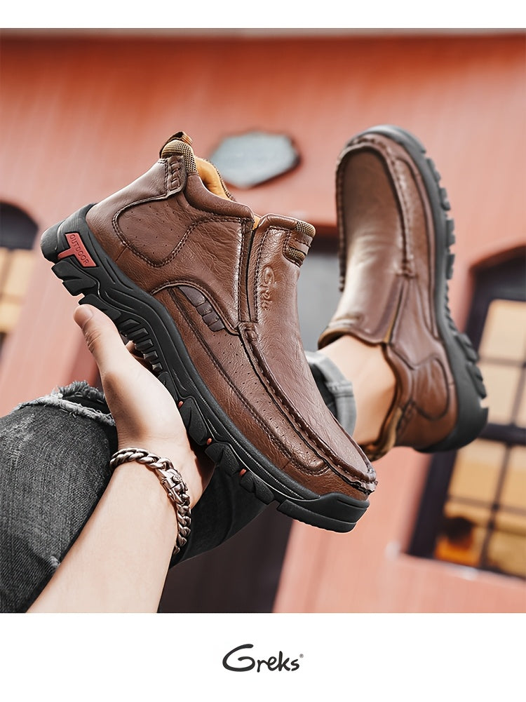Bottines à enfiler cousues main pour homme GREKS, mocassins décontractés style Chukka, semelle antidérapante pour la randonnée, la conduite et le quotidien – chaussures légères et confortables pour homme