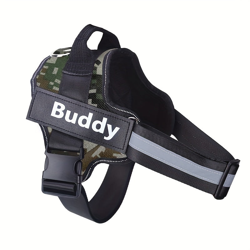 Harnais anti-traction personnalisé pour chien – Gilet réfléchissant et respirant avec nom personnalisable pour chiens de petite taille à XXL, gilet de promenade et d'entraînement disponible en 12 coloris, dont drapeau américain et camouflage