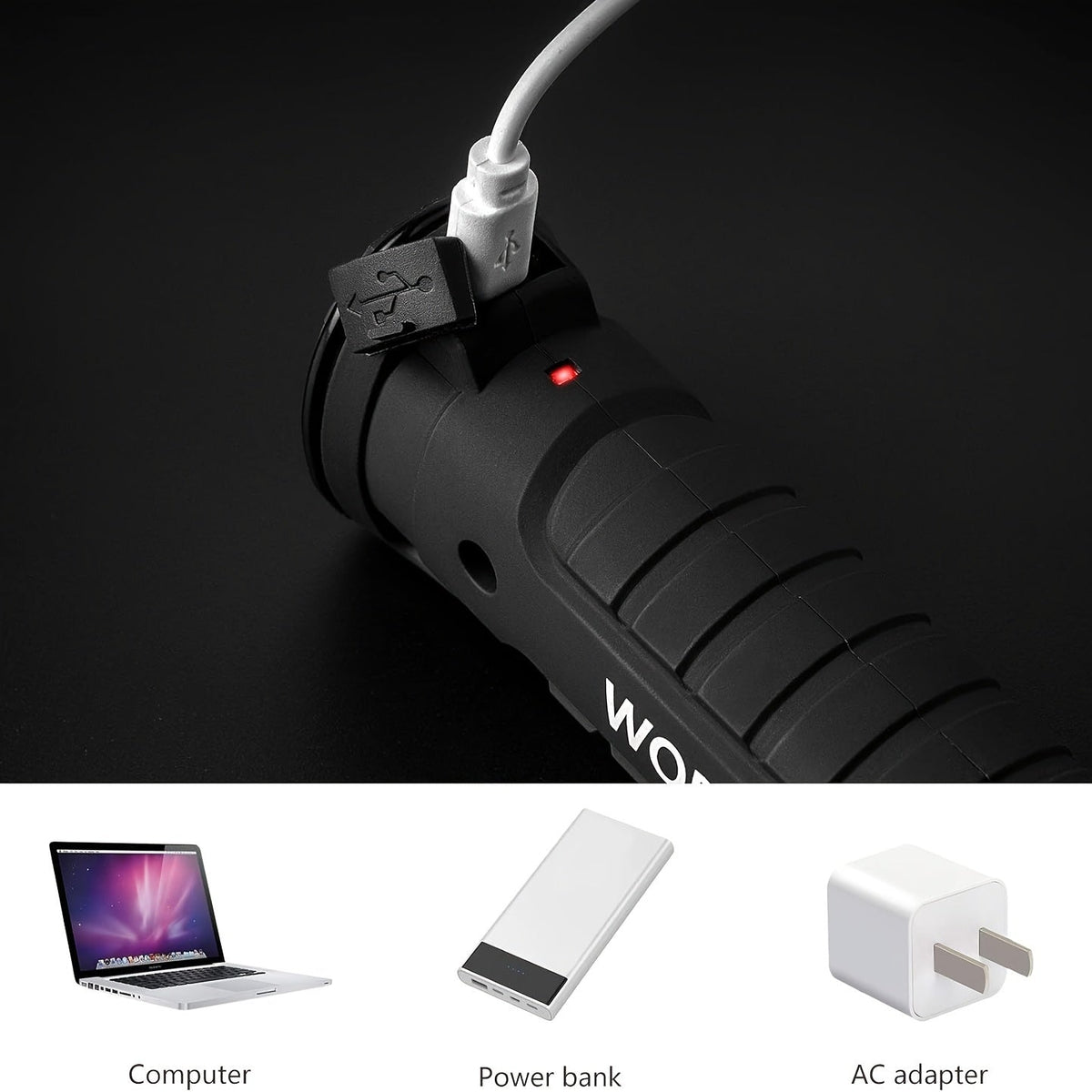 Lampes de travail rechargeables à LED COB – Lampe de travail portative à suspendre avec batterie intégrée pour le camping, le jardin, les fêtes et l'entretien de véhicules, options en packs de 2/4/6/8/10, noir et kaki