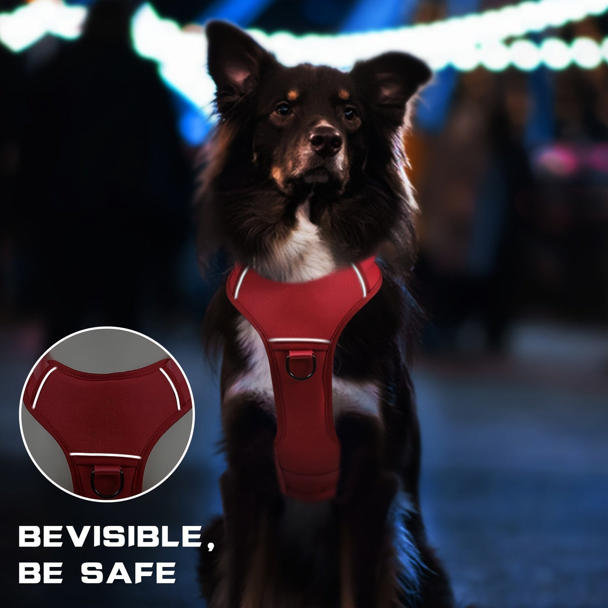 Harnais pour chien anti-traction anti-évasion – Gilet complet rembourré et doux pour animal de compagnie avec poignée de levage, bandes réfléchissantes et attache de laisse, réglable pour la marche, la randonnée et le dressage des grands chiens