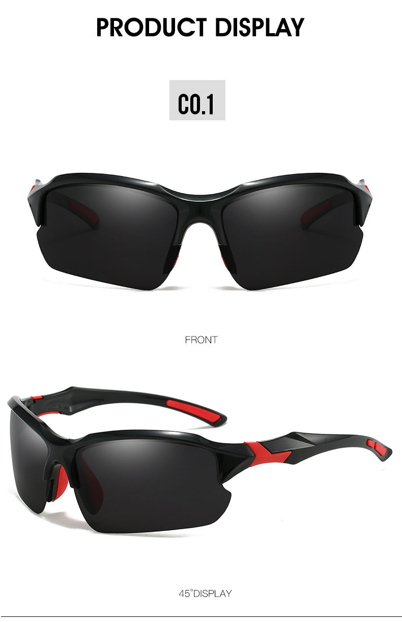 Lunettes de soleil sport polarisées demi-monture pour hommes, protection UV400, lunettes légères pour le ski, la conduite, la course, la pêche et les activités en plein air, lot de 3 ou lot de 10