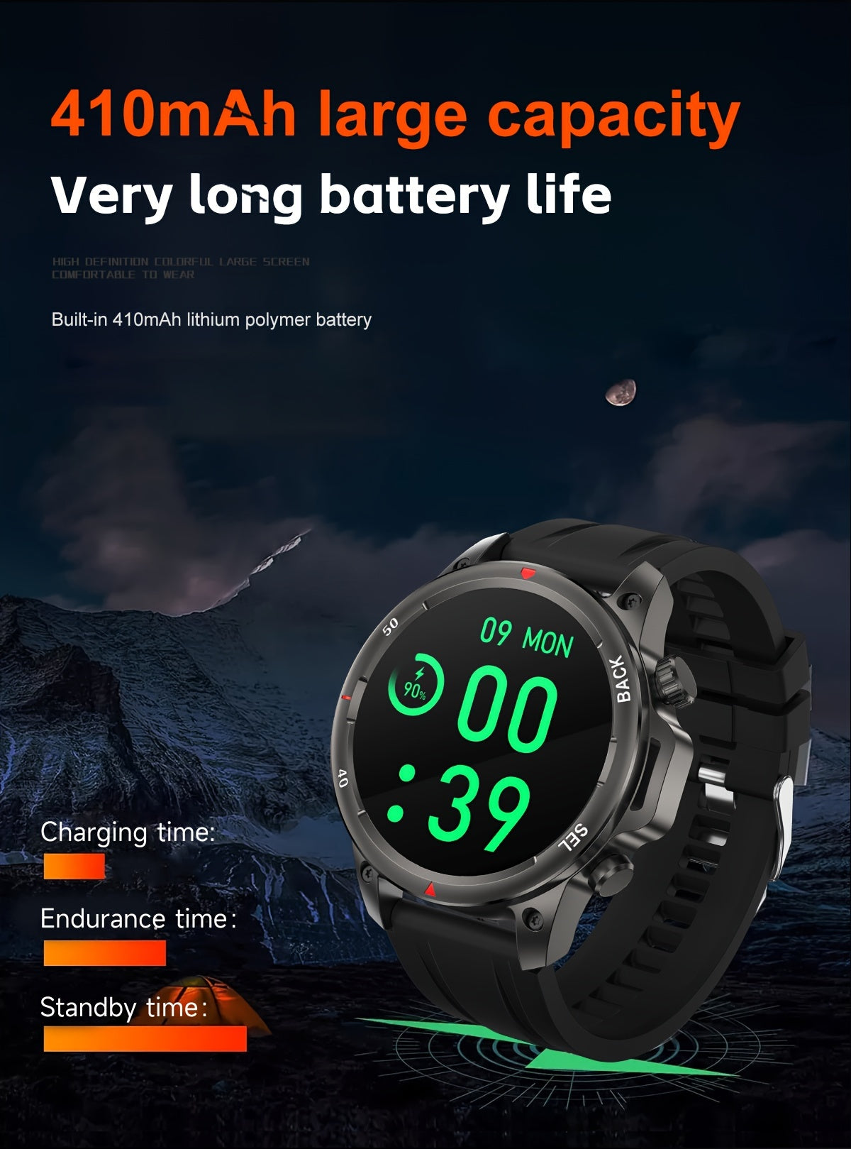 Montre connectée GPS pour homme – Écran HD 360×360, commande vocale IA, appels sans fil, NFC, boussole, éclairage LED, suivi de trajectoire, tracker de fitness pour sports de plein air, cadeau pour la fête des Pères