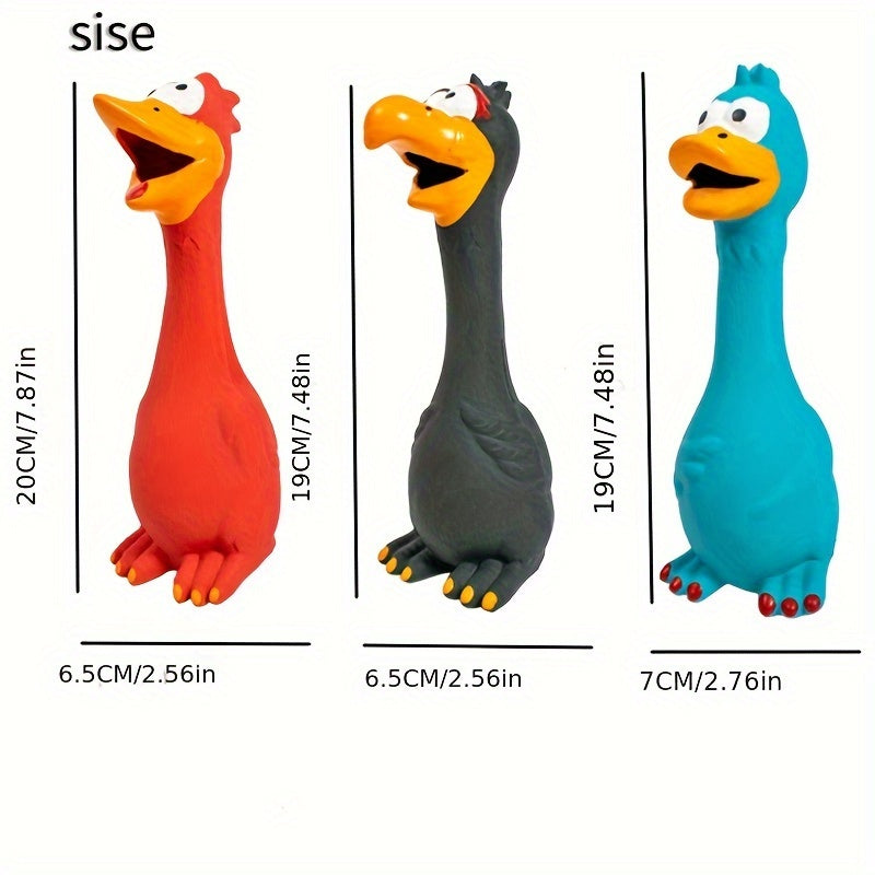 Jouet à mâcher grinçant en caoutchouc pour chien, poulet et canard - Jouet interactif anti-ennui pour soulager le stress et nettoyer les dents, jouet grinçant amusant pour chien, lot de 3 ou à l'unité