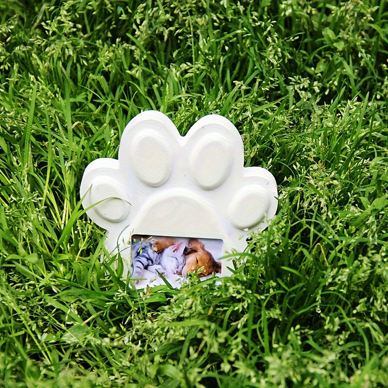 Kit de moulage pour pierre commémorative d'animal de compagnie – Moule en plâtre avec empreinte de patte de grand chien et cadre photo pour pierre tombale de jardin, marqueur de tombe DIY et ornement souvenir pour chiens et chats