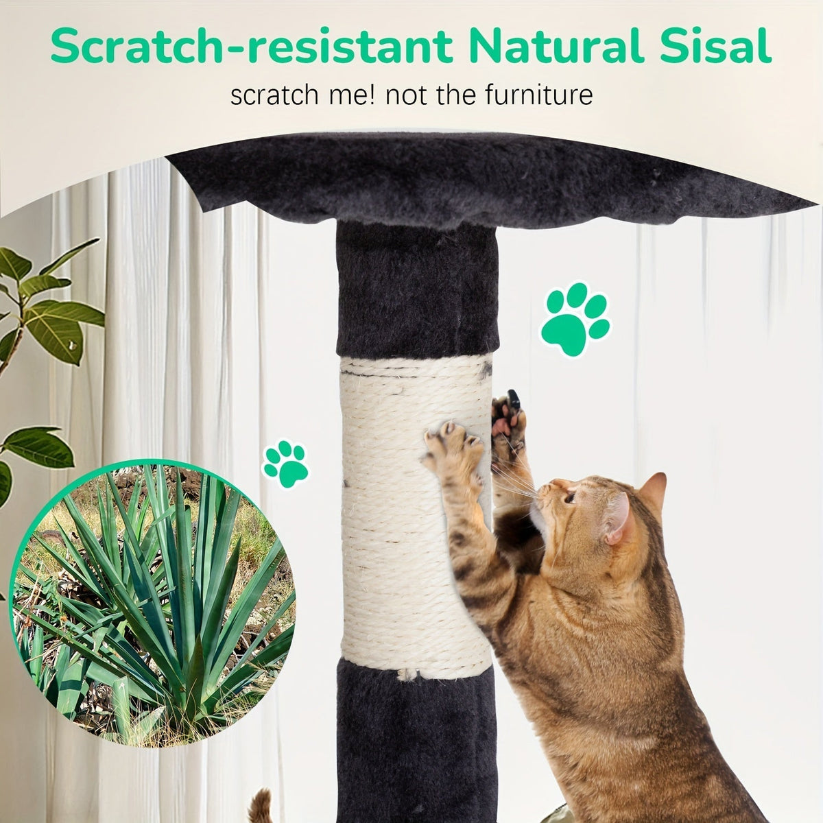 Arbre à chat de 137 cm pour chats d'intérieur – Centre d'activités à plusieurs niveaux avec poteaux à griffer, niche et jouets pour chatons et chats adultes, gris foncé
