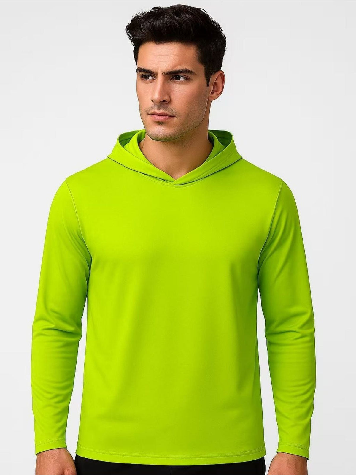 Lot de 3 sweats à capuche de protection solaire UPF 50+ pour homme, manches longues, évacuation de l'humidité, séchage rapide, respirant, t-shirt de performance pour randonnée, pêche, course à pied – Tailles S à XXXL, jaune fluorescent