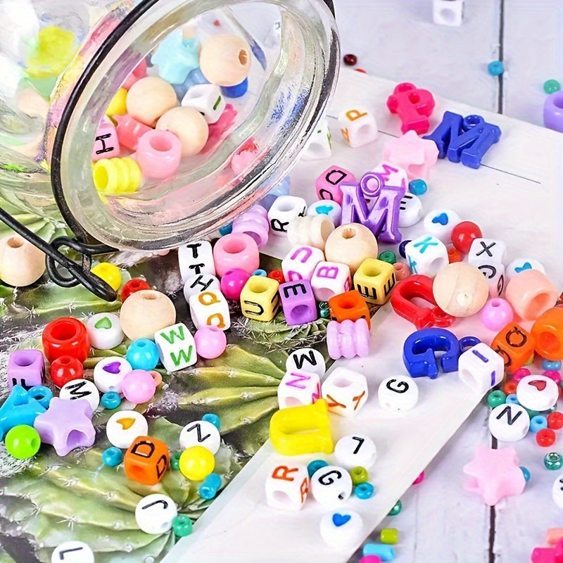 Kit de fabrication de bijoux DIY, 4655 perles pour bracelets, colliers et boucles d'oreilles avec boîte de rangement à 3 niveaux, breloques lettres et outils, cadeau pour filles et femmes