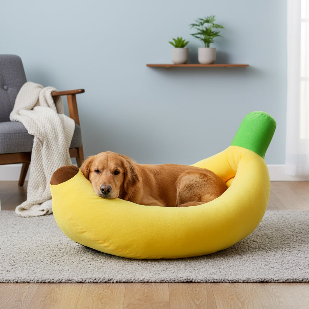 Panier pour animaux en forme de banane, chaud et douillet, lavable, pour chats et chiens. Forme de banane mignonne, amovible, lavable en machine. Tailles M, L, XL, 2XL pour petits et moyens animaux.