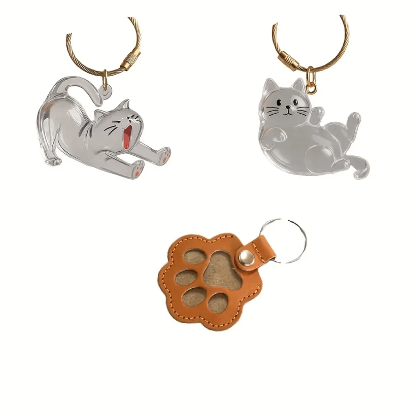 Lot de 3 breloques souvenir pour poils d'animaux – Pendentifs de conservation de fourrure pour sacs, porte-clés et téléphones, accessoires commémoratifs pour honorer votre chat ou chien bien-aimé, cadeau de sympathie unique pour la perte d'un animal