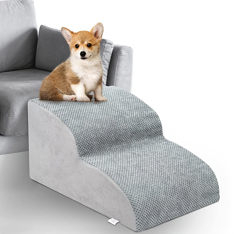 Escalier pour chien en mousse à mémoire de forme, 2, 3 ou 4 marches avec base antidérapante et housse lavable – Marches de soutien pour canapé et lit, idéal pour chiens âgés et chiots, plusieurs couleurs disponibles