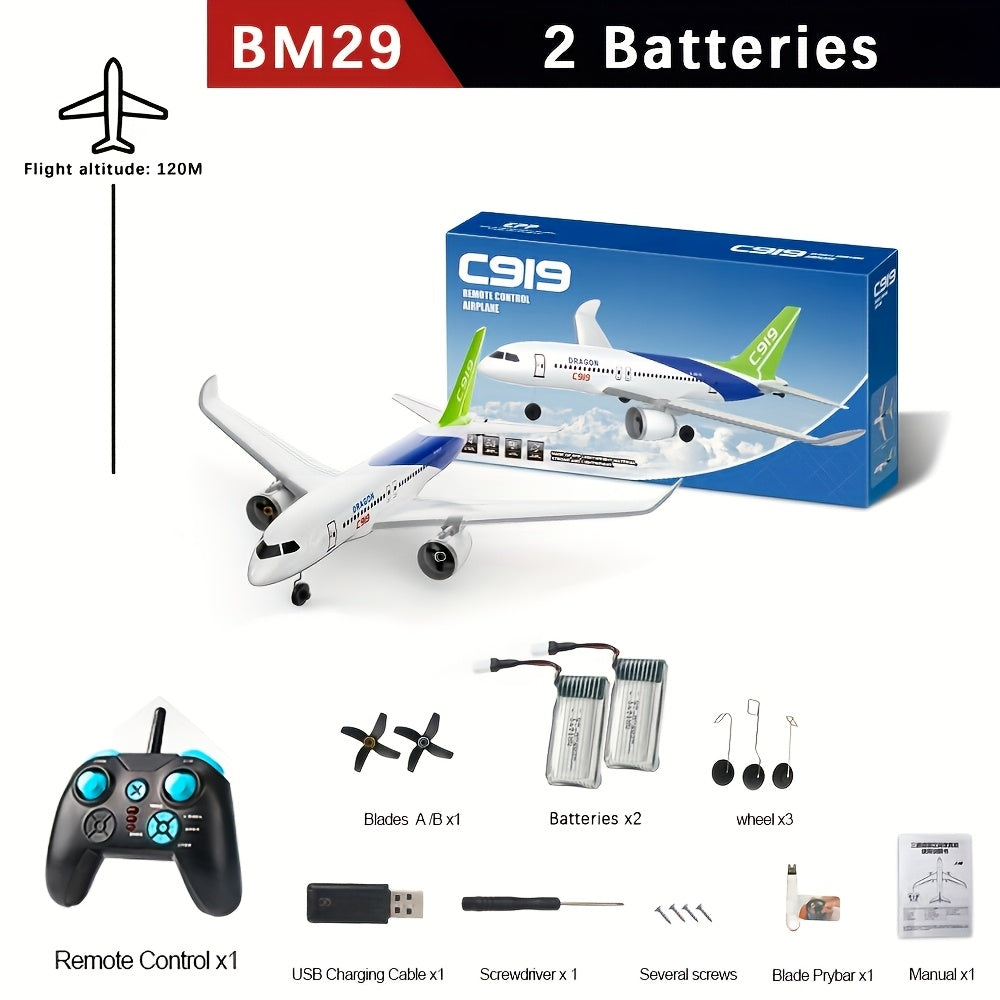 Avion radiocommandé modèle Airliner 787 BM30 BM29, planeur télécommandé 3 canaux 2,4 GHz avec gyroscope, mousse EPP, portée de 200 m, 6 à 10 min de vol, tonneaux et acrobaties – Avion RC idéal pour débutants, cadeau pour enfants et adultes