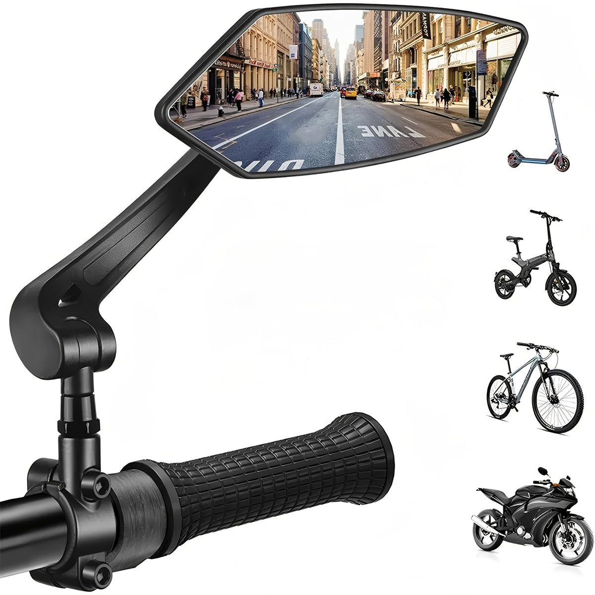Lot de 2 rétroviseurs de vélo, réglables à 360°, grand angle HD, anti-chocs, pour guidon – Fixation universelle pour VTT, vélo de route, vélo électrique, vélo de ville et trottinette, guidons de 22,2 à 25 mm
