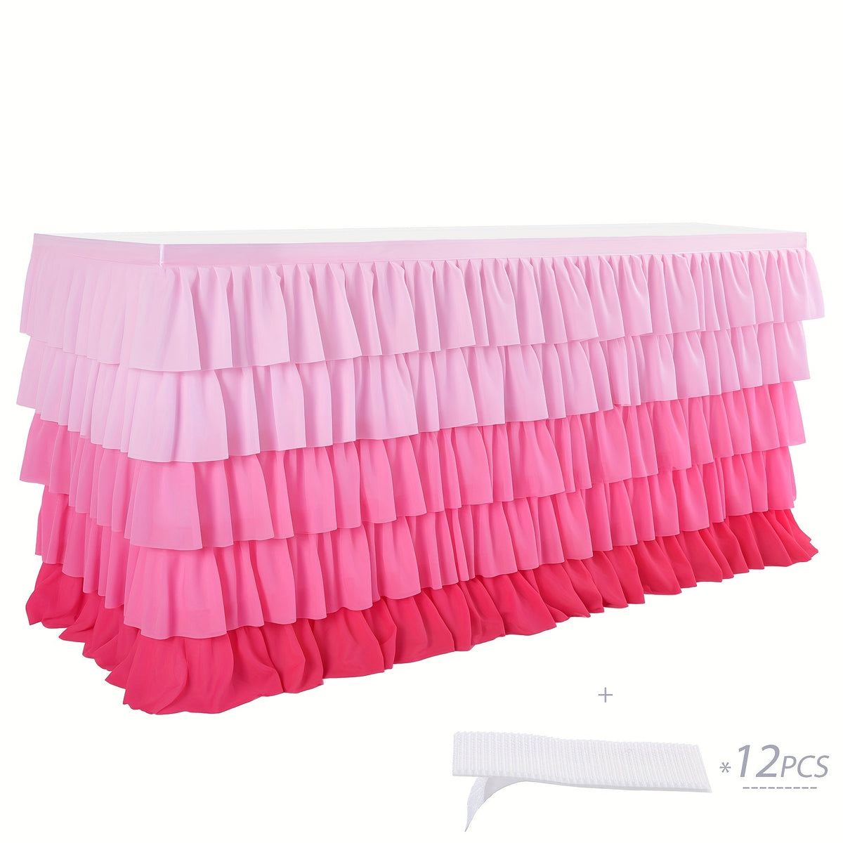 6ft Tulle Tutu Table Skirt β Chiffon Ruffle Table Skirting for Birthday Party, Wedding, Bridal Shower, Girls Party & Holiday Decor β Easy Hook & Loop Install, 12 Colors (72"L x 30"H)